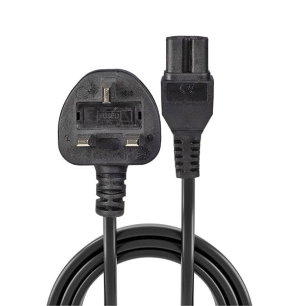 Lindy 2m Mains UK 3 Pin Plug to 'Hot Conditioned' IEC C15 Power Cable